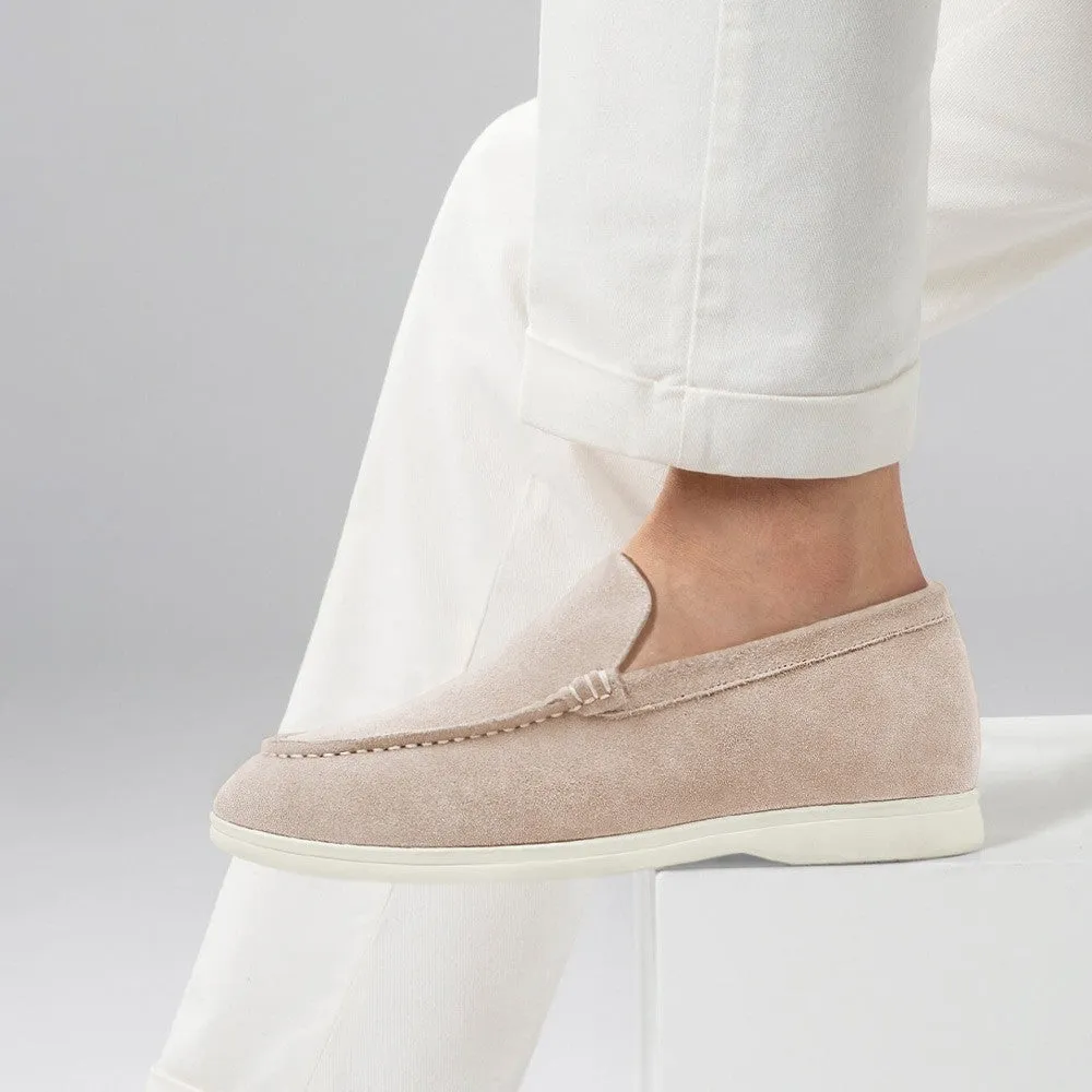 5 CM/1.95 Inches CMR CHAMARIPA Men's Height-Increasing Loafers - Apricot Suede Apron Toe Shoes