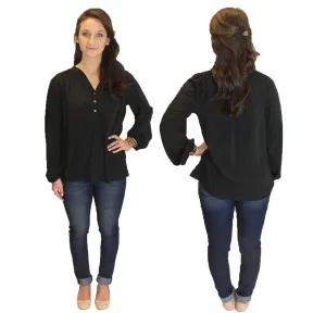 Amelia Long Sleeve Blouse - Black