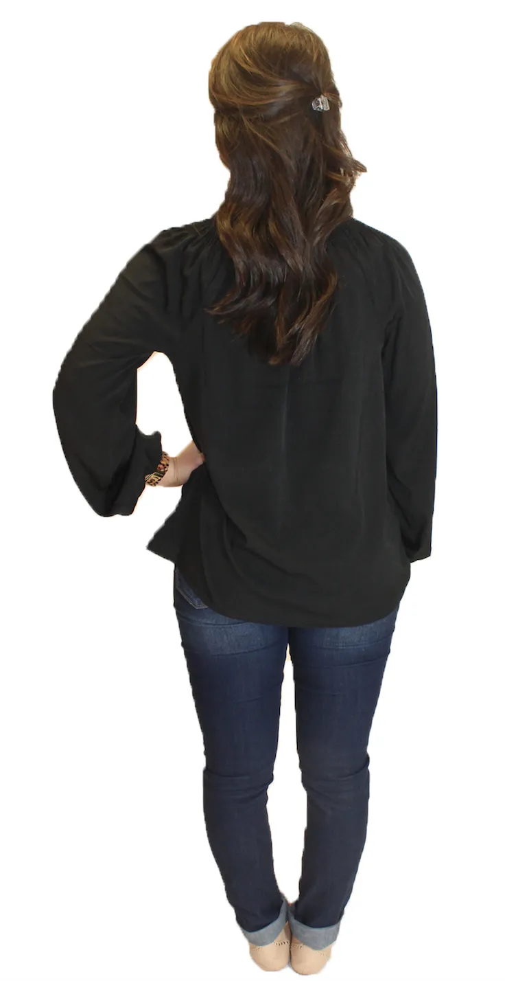 Amelia Long Sleeve Blouse - Black