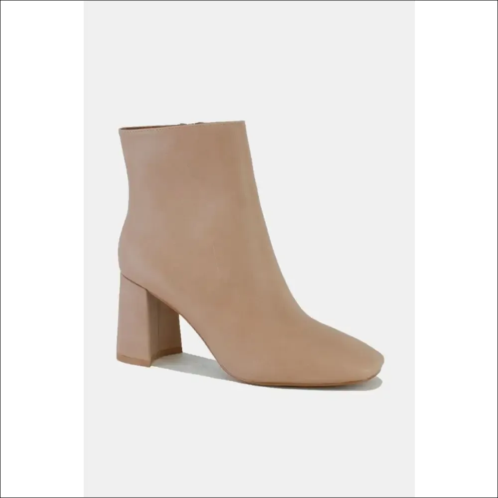 Beast Fashion PU Leather Block Heel Boots with Zippers