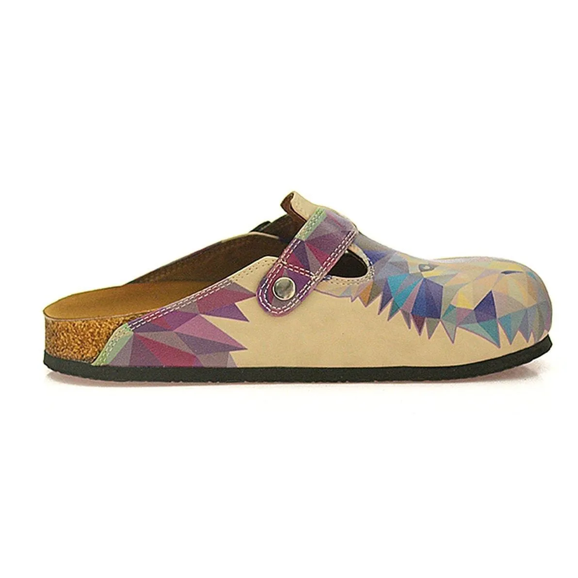 Beige Colored, Blue, Purple, Green Lion and Purple, Dark Blue Wolf Patterned Clogs - CAL335