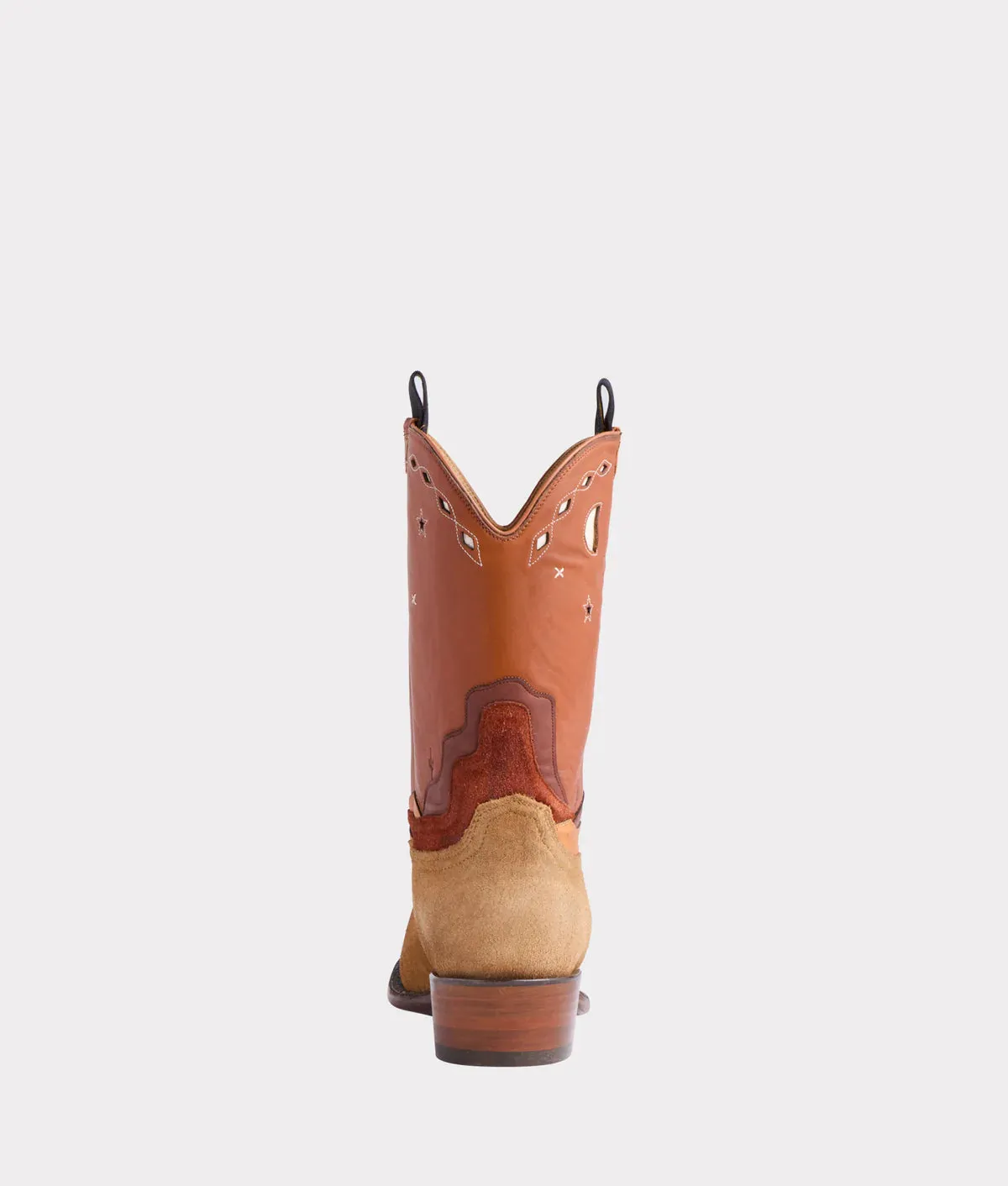 Beige Suede Leather And Brown Leather Barstow Slip On Western Cowboy Boots - Cowboy Boots