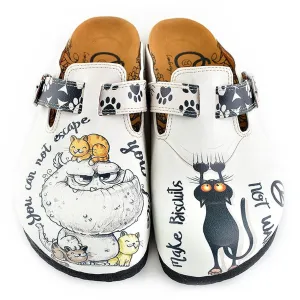 Black Paw and Cute Naughty Animals Patterned Clogs - WCAL342