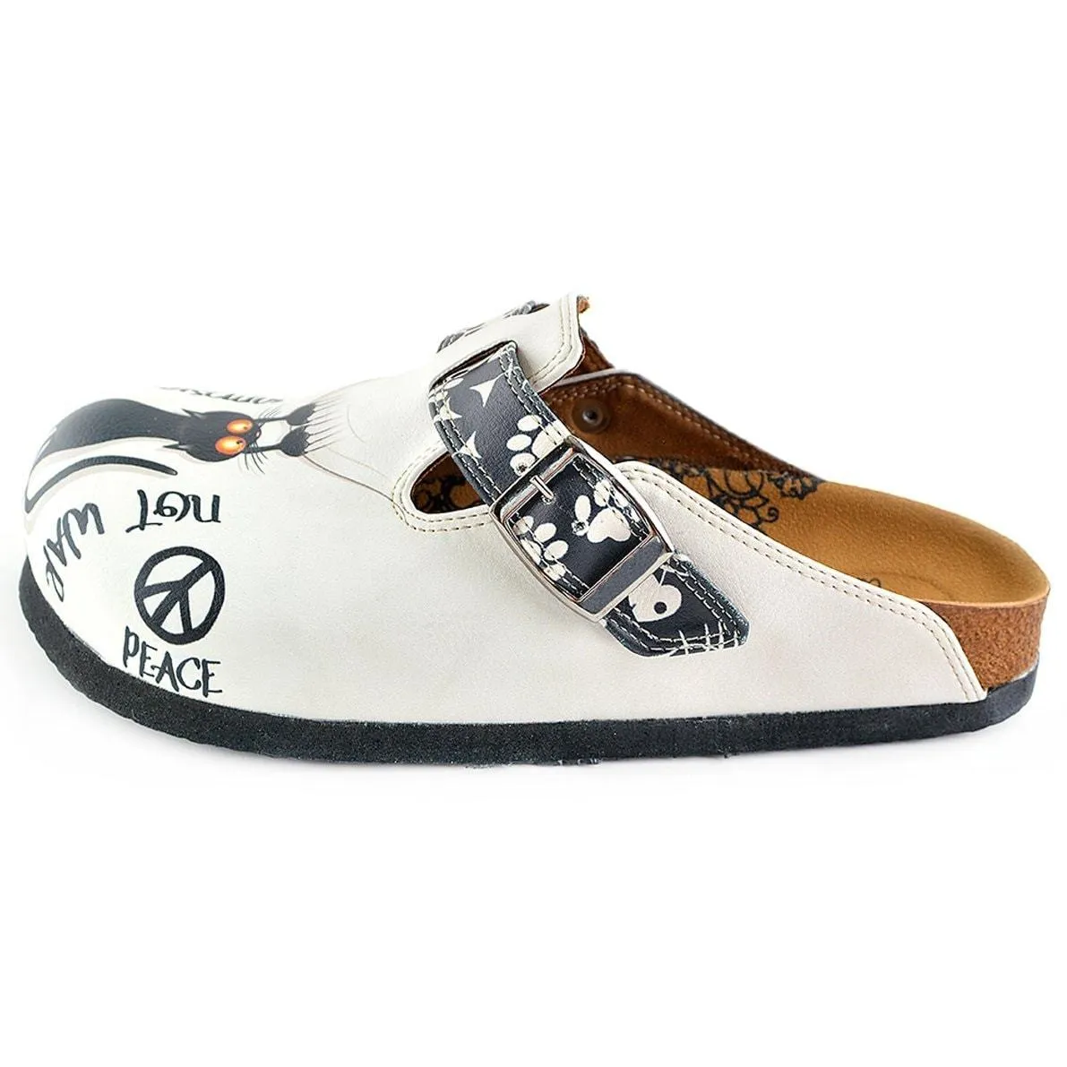 Black Paw and Cute Naughty Animals Patterned Clogs - WCAL342