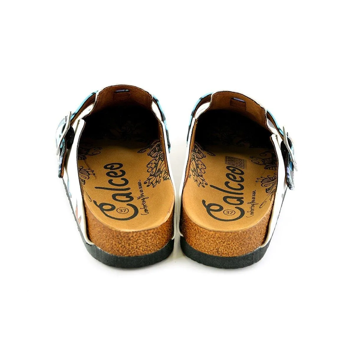 Blue and Purple Colored Patterned and Sweet Cat Patterned Clogs - WCAL341