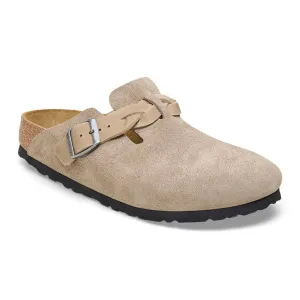 Boston Braided - Taupe Suede and Oiled Leather||Boston tressé - Suède et cuir huilé taupe