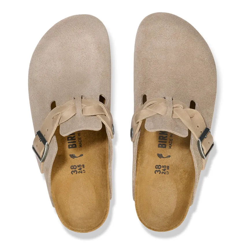 Boston Braided - Taupe Suede and Oiled Leather||Boston tressé - Suède et cuir huilé taupe