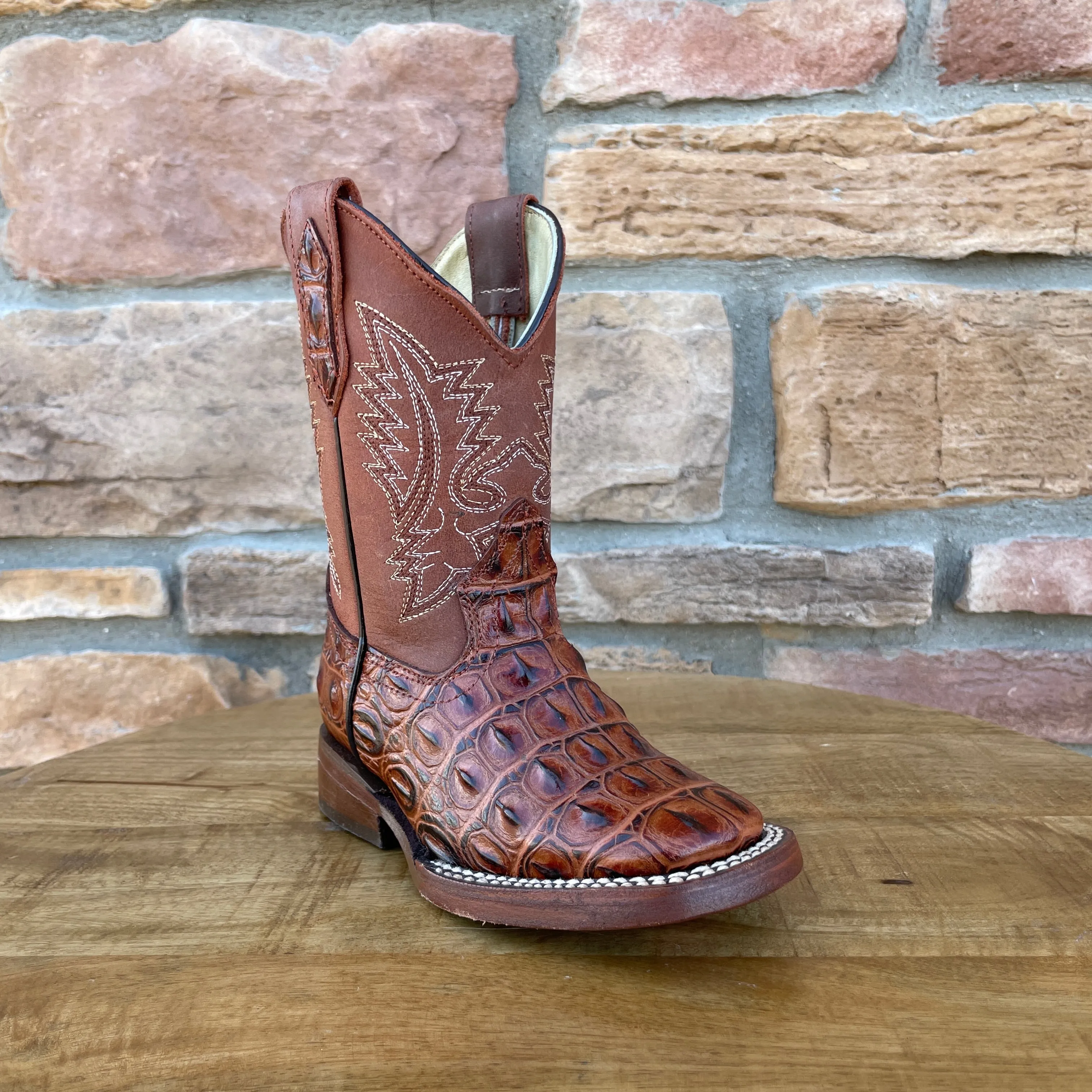 Boy’s Cogñac Crocodile Print Boots