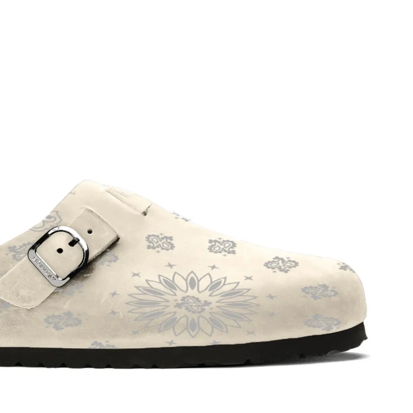 BRAVEST STUDIOS CREAM SUEDE PAISLEY CLOGS