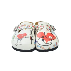Calceo - White & Red Heart Doctor Clogs (WCAL3443)