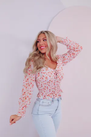 Casual Sophistication Floral Smocked Top - Ivory