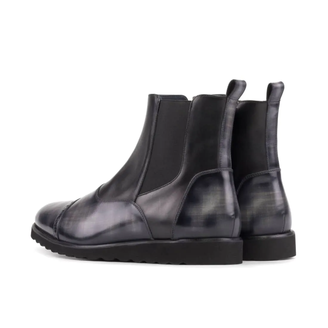 Cheslea Boots Cut en cuir patiné gris - Semelles Sport