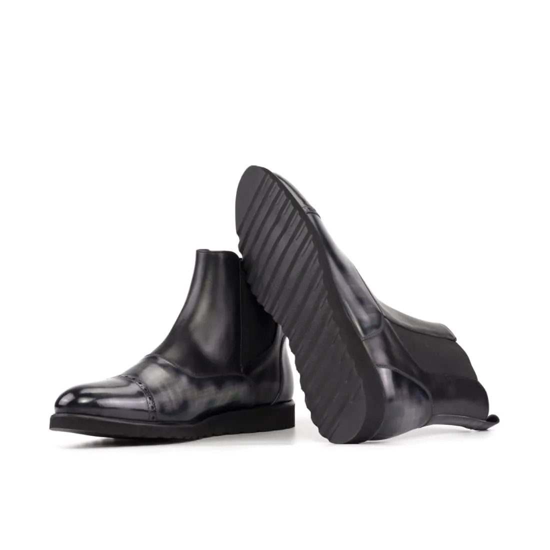 Cheslea Boots Cut en cuir patiné gris - Semelles Sport