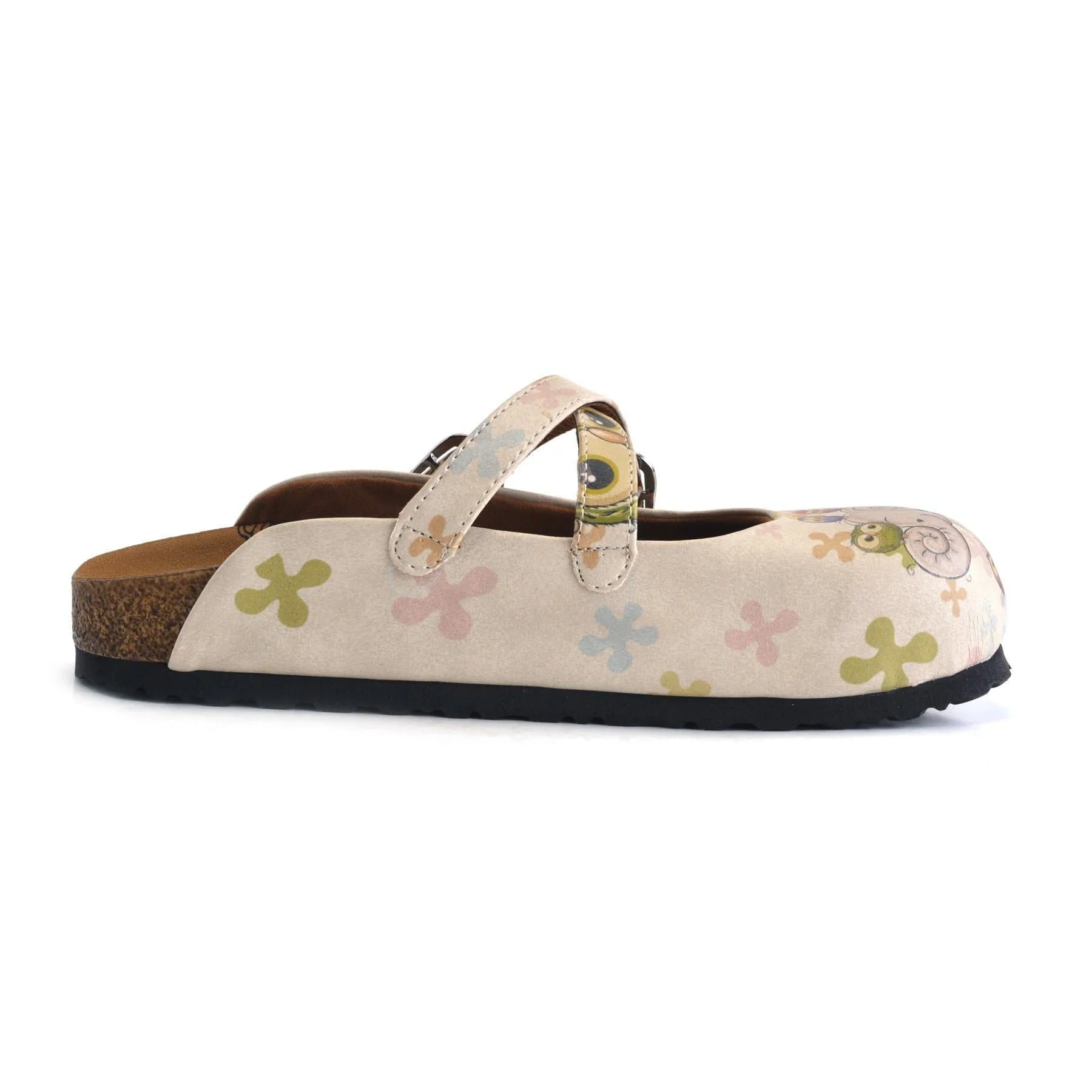 Colored Flowers and Blue, Purple, Green Owls, Elephant Patterned Clogs - CAL164