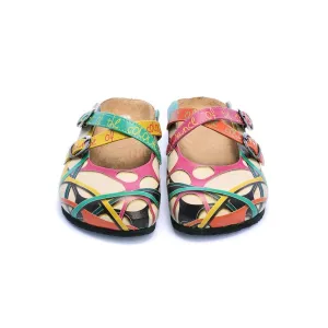 Colorful and Moving Shapes, Dance of the Color Written Patterned Clogs - CAL108