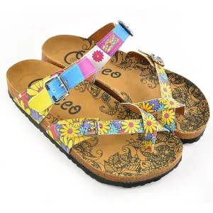 Colors and Flowers, Love Patterned Square Sandal - CAL1002