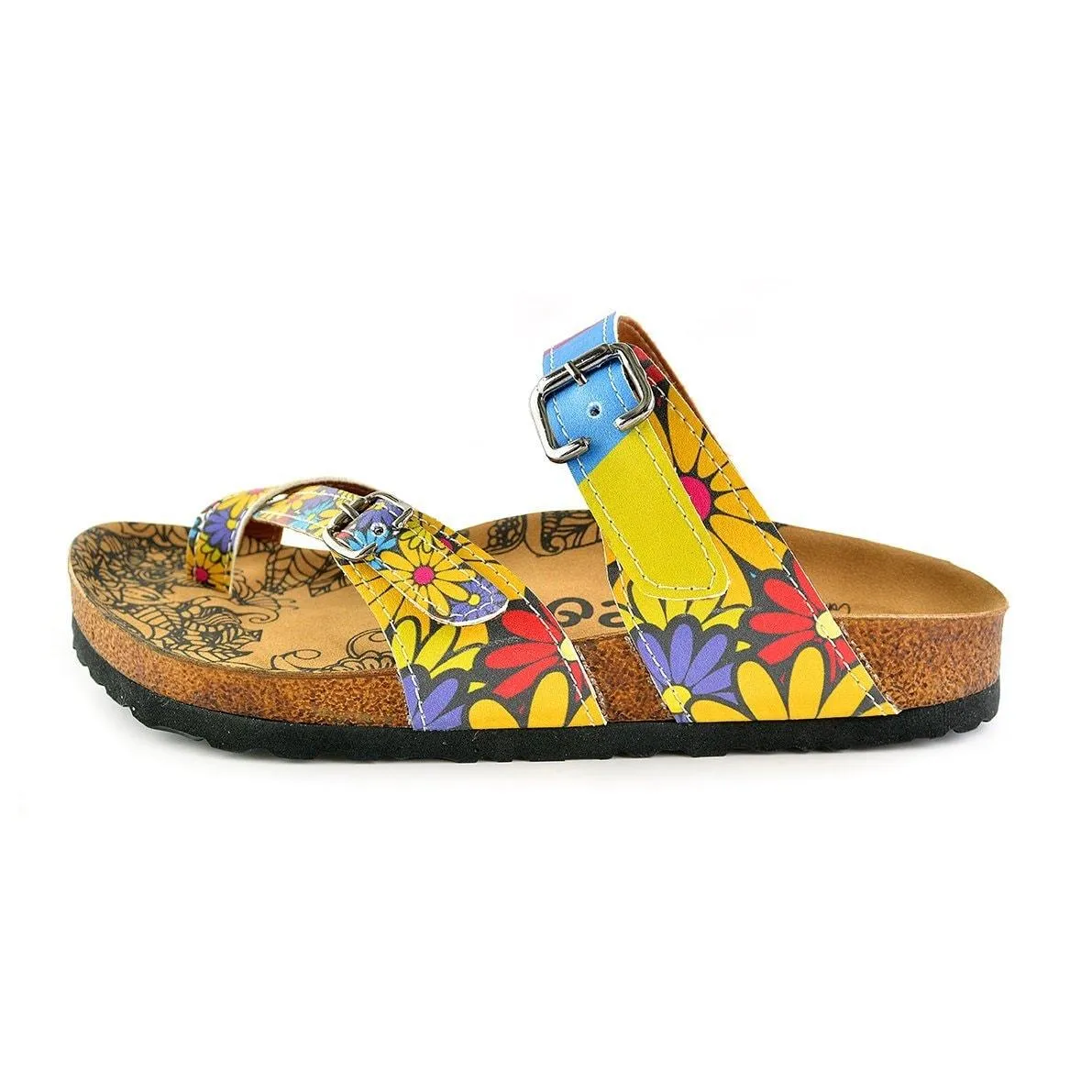 Colors and Flowers, Love Patterned Square Sandal - CAL1002