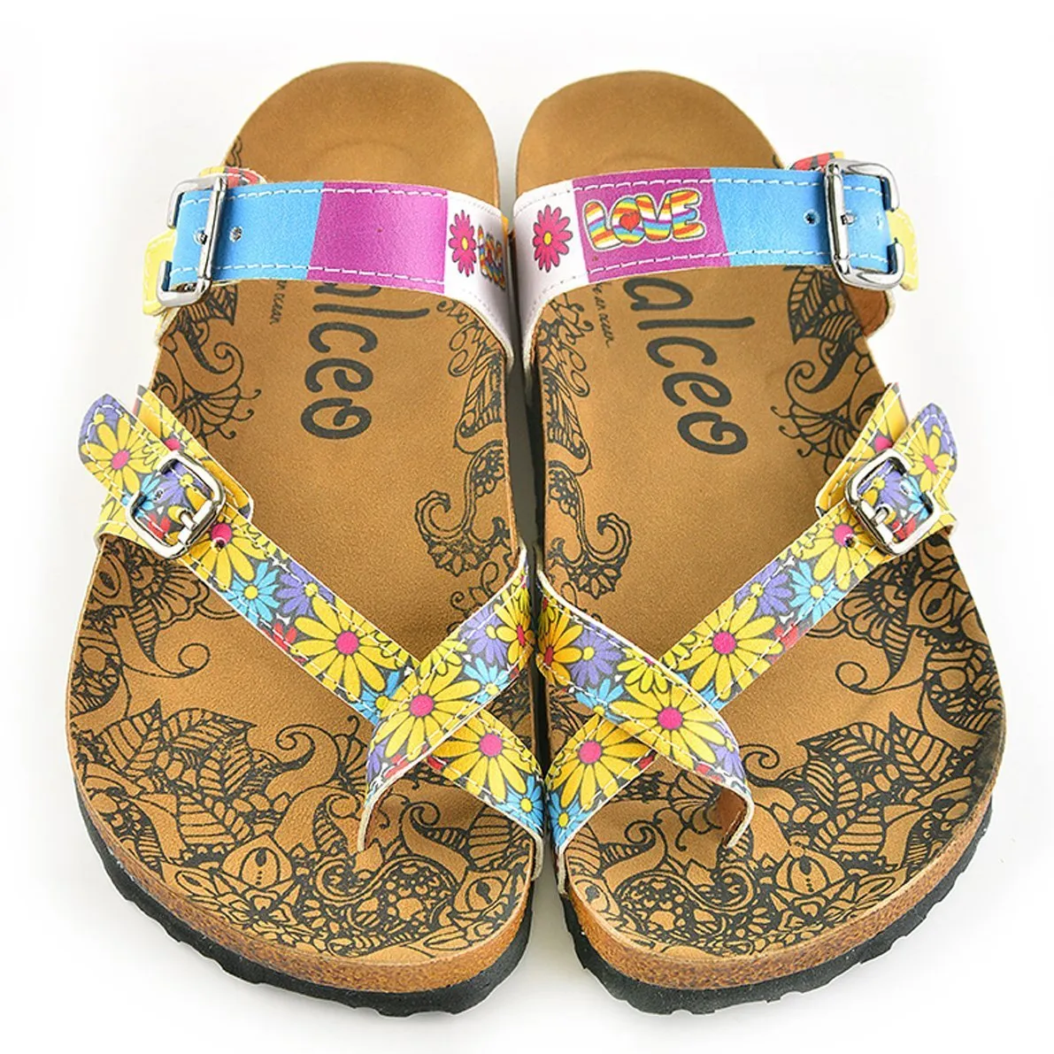 Colors and Flowers, Love Patterned Square Sandal - CAL1002