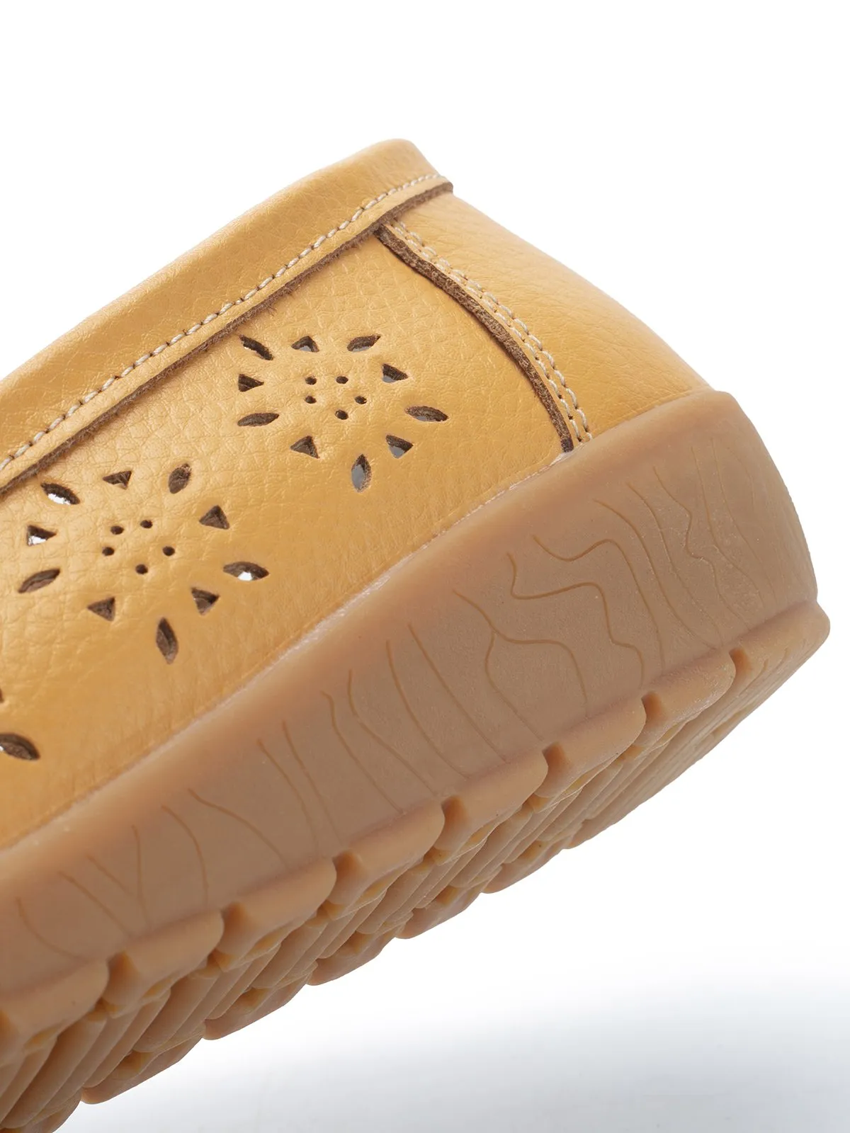 Cowhide Hollow Casual Flat Shoes