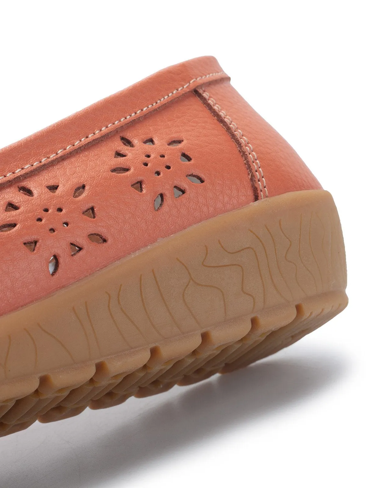Cowhide Hollow Casual Flat Shoes