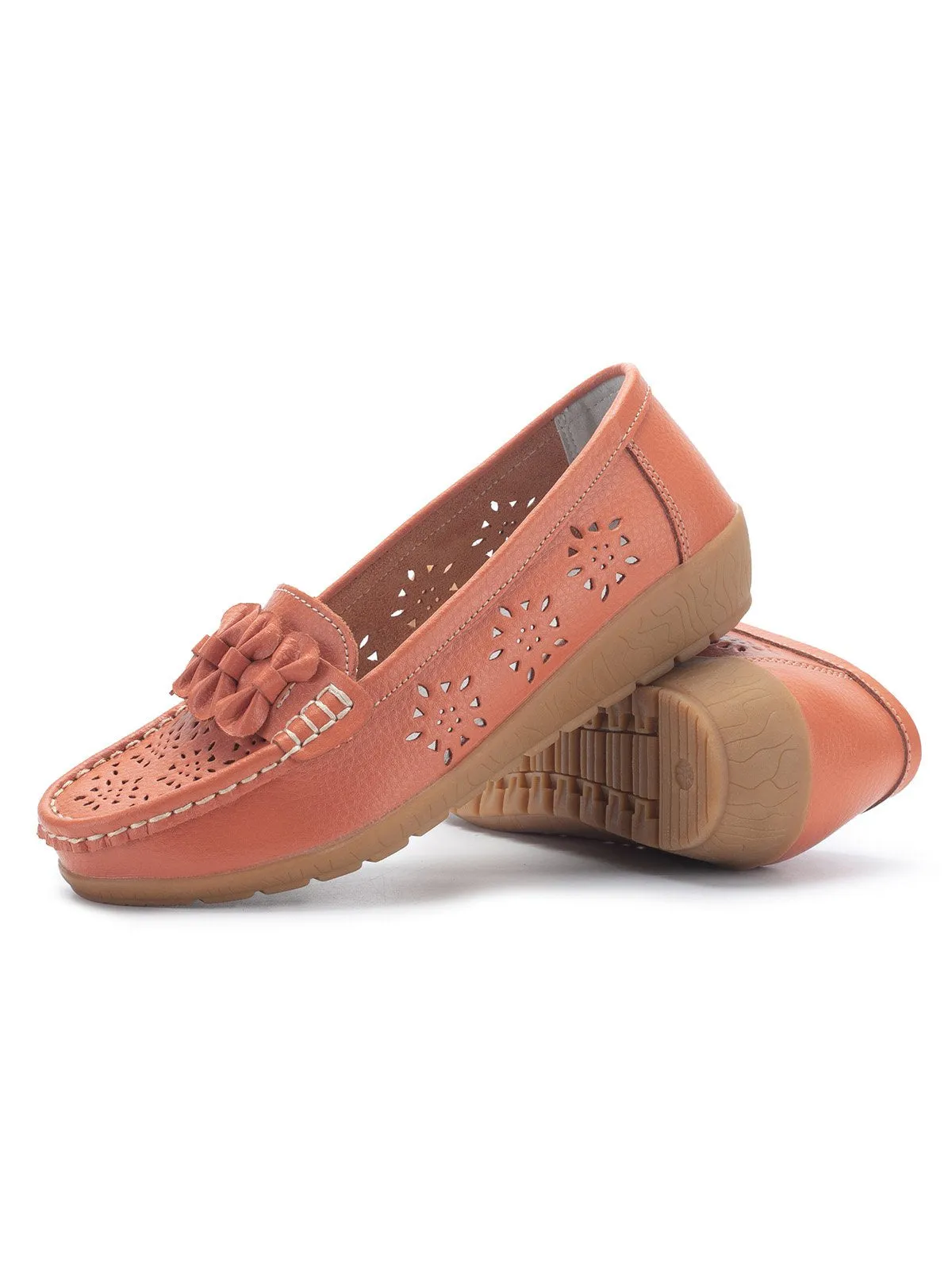 Cowhide Hollow Casual Flat Shoes
