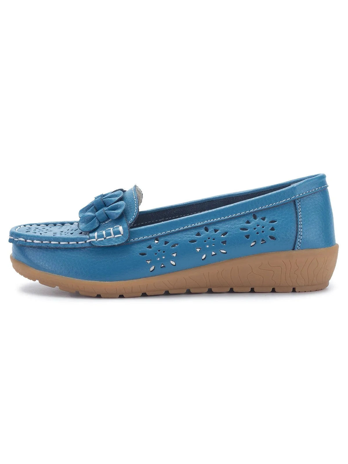 Cowhide Hollow Casual Flat Shoes