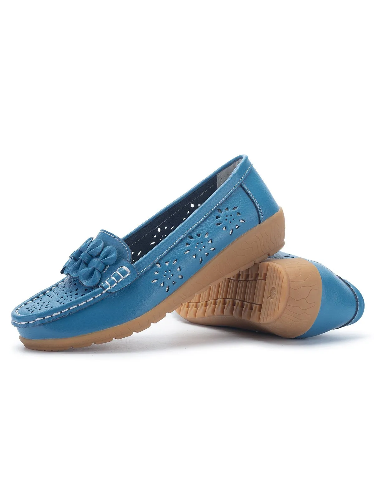 Cowhide Hollow Casual Flat Shoes