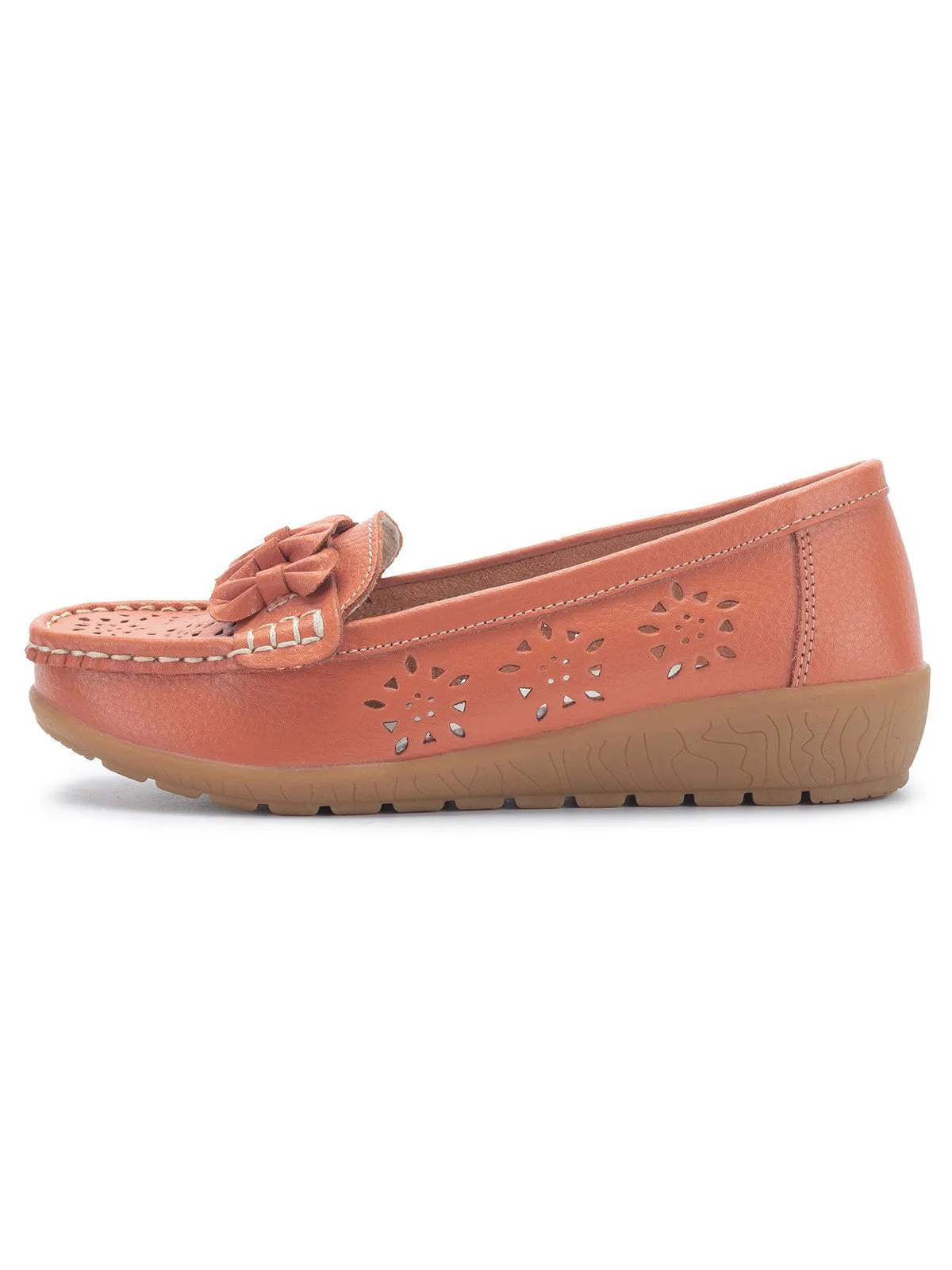 Cowhide Hollow Casual Flat Shoes