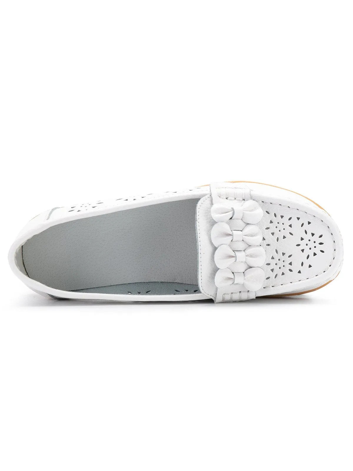 Cowhide Hollow Casual Flat Shoes