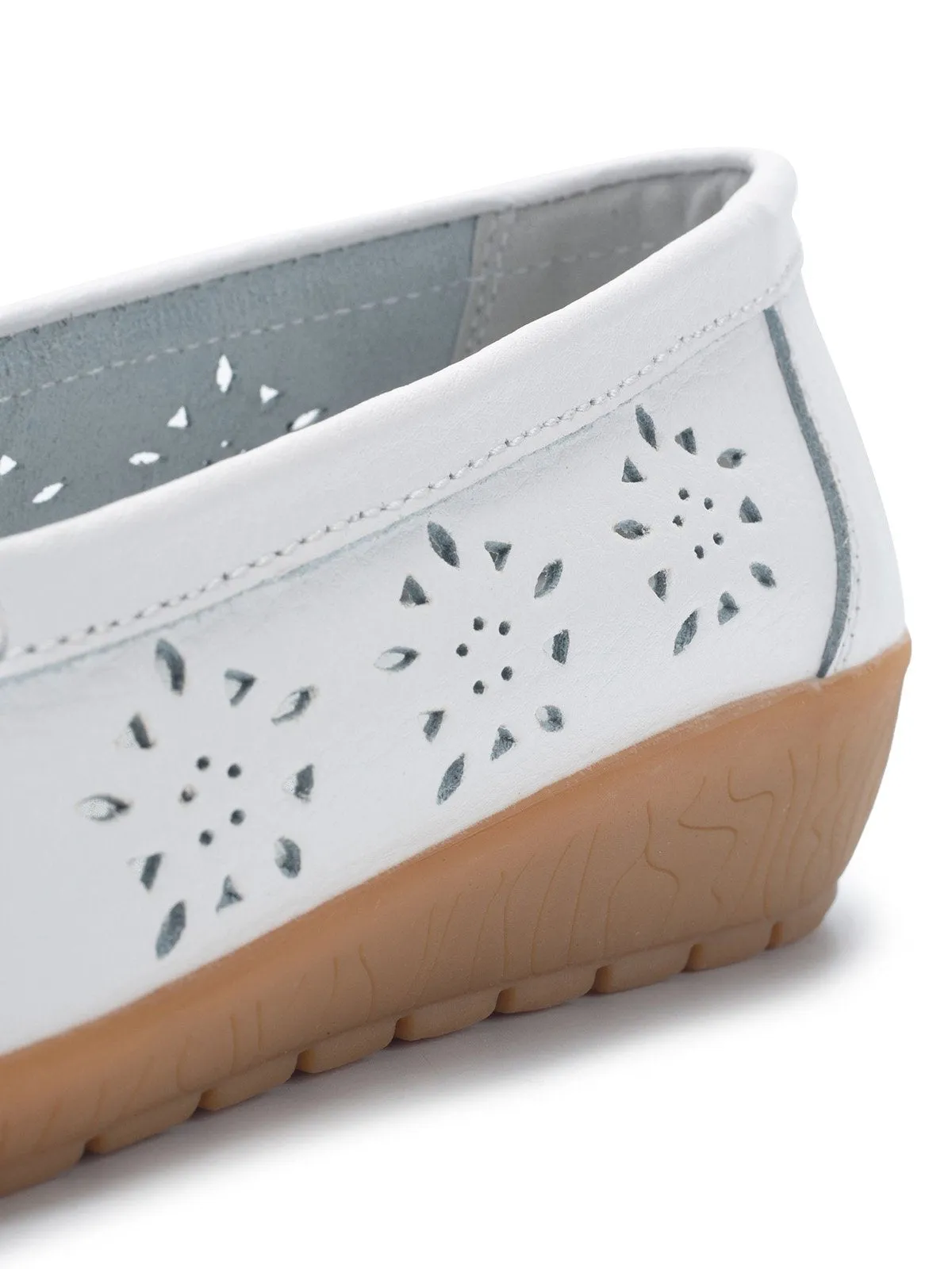 Cowhide Hollow Casual Flat Shoes