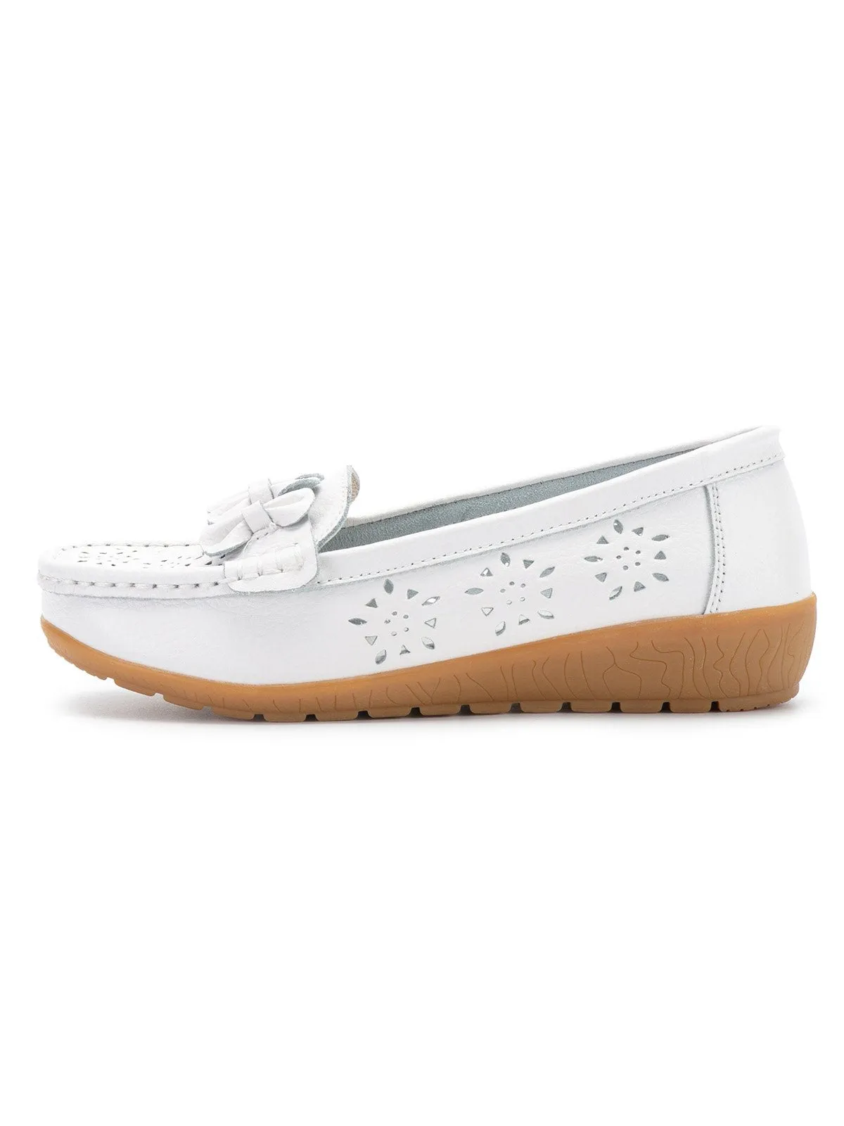 Cowhide Hollow Casual Flat Shoes