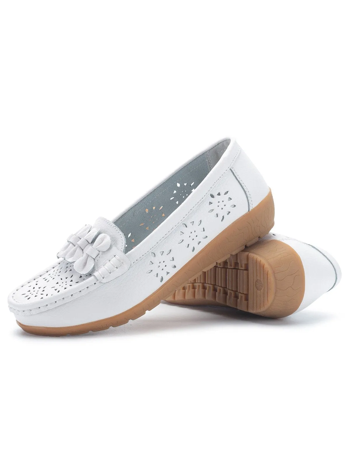Cowhide Hollow Casual Flat Shoes