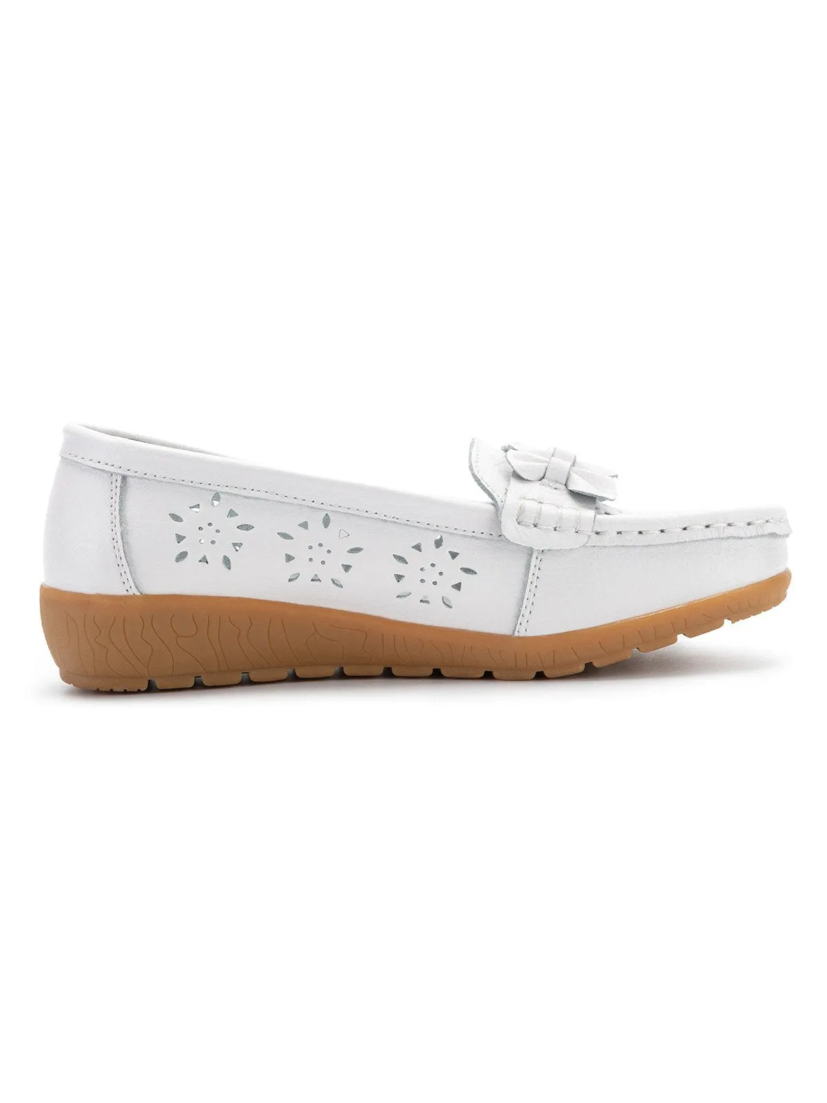 Cowhide Hollow Casual Flat Shoes