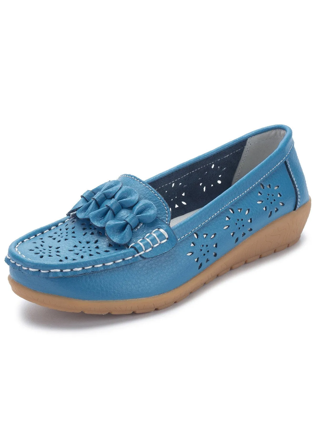Cowhide Hollow Casual Flat Shoes