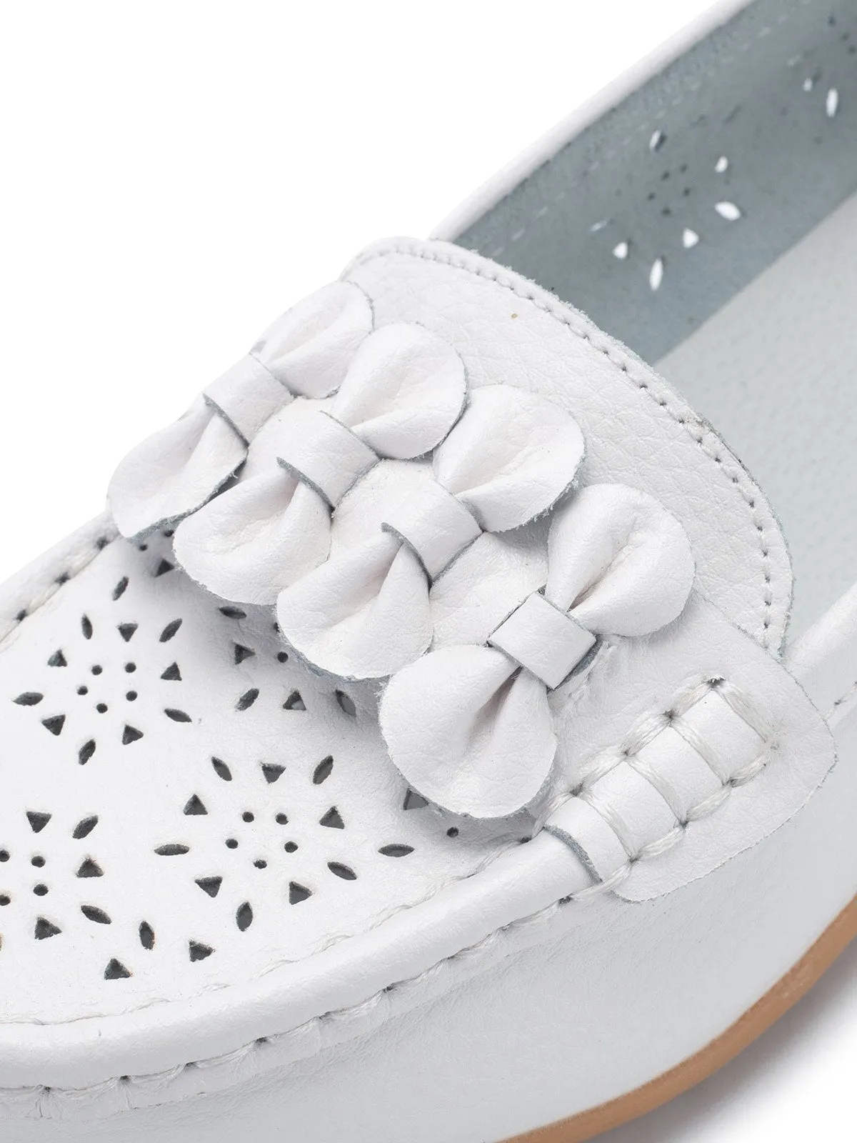 Cowhide Hollow Casual Flat Shoes