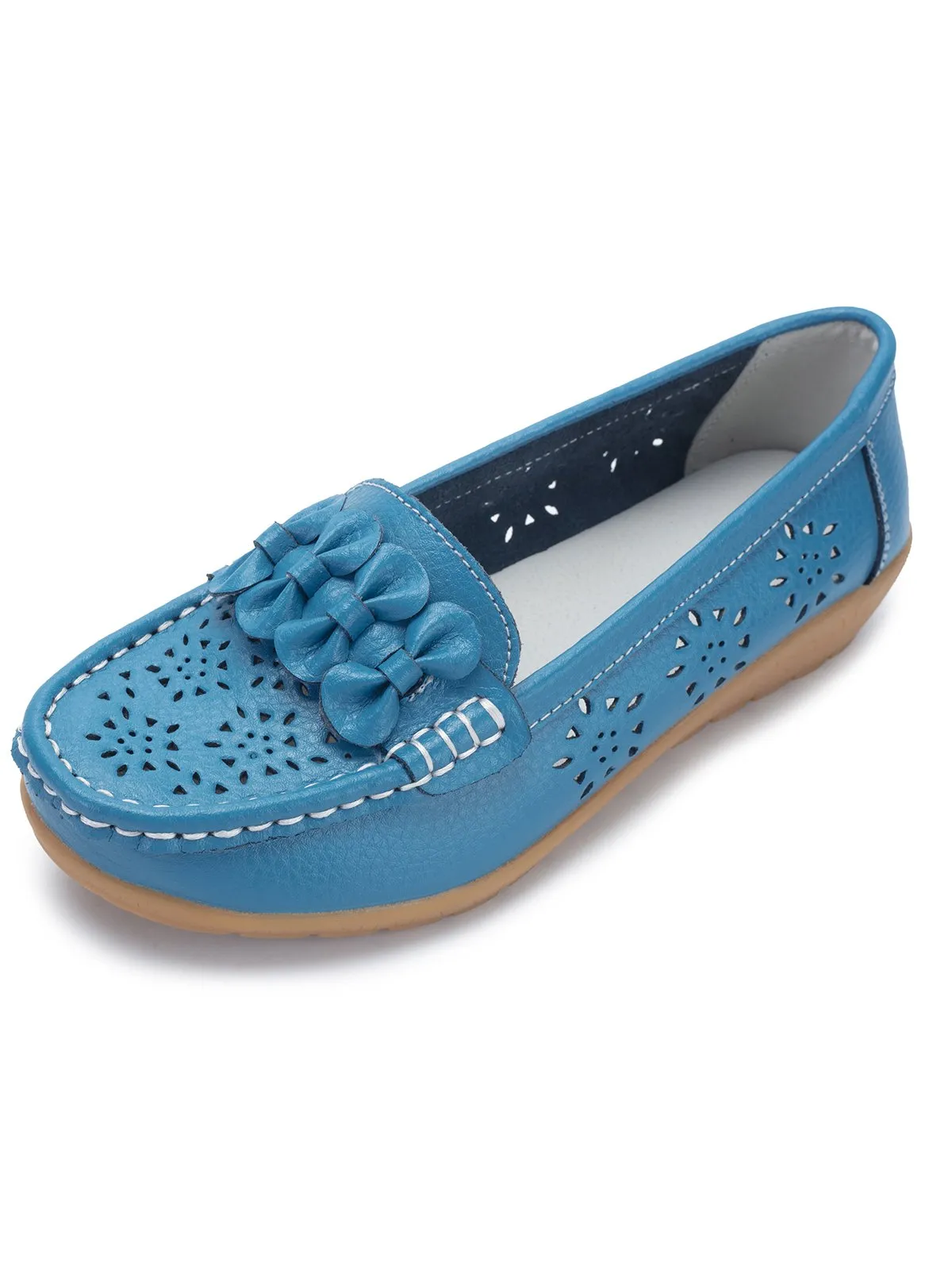 Cowhide Hollow Casual Flat Shoes