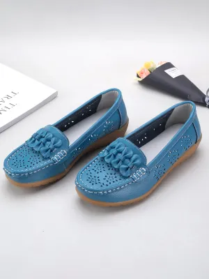 Cowhide Hollow Casual Flat Shoes