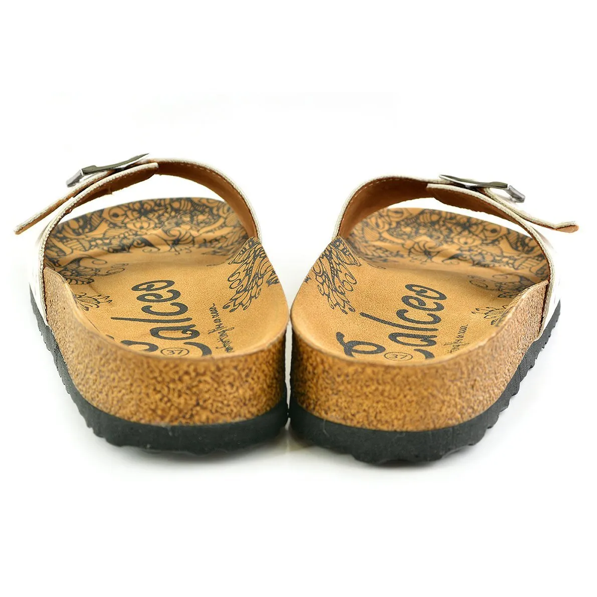 Cream and Grey Colored Sweet Playing Cat Patterned Sandal - CAL909