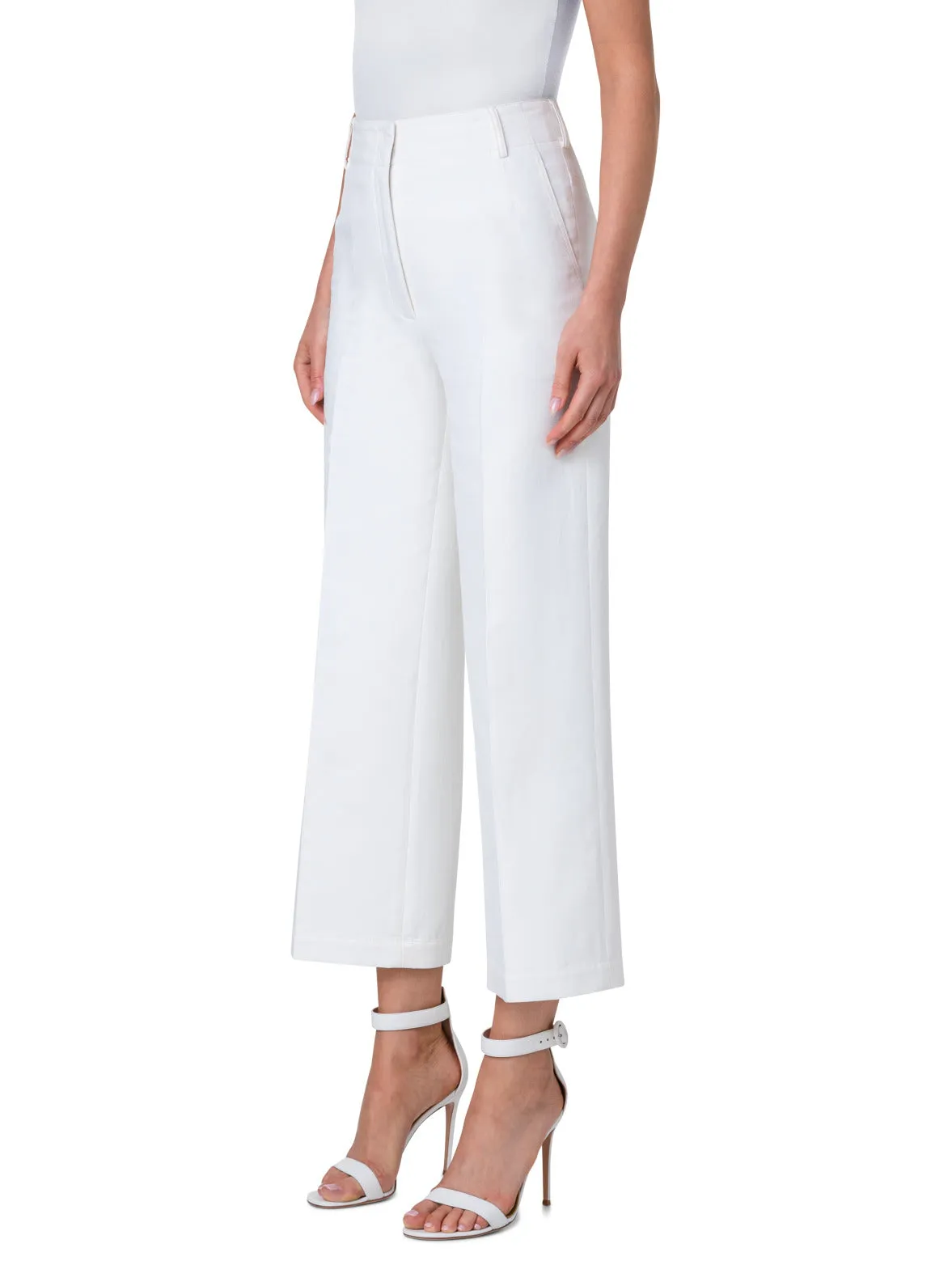 Cropped Cotton Twill Pants