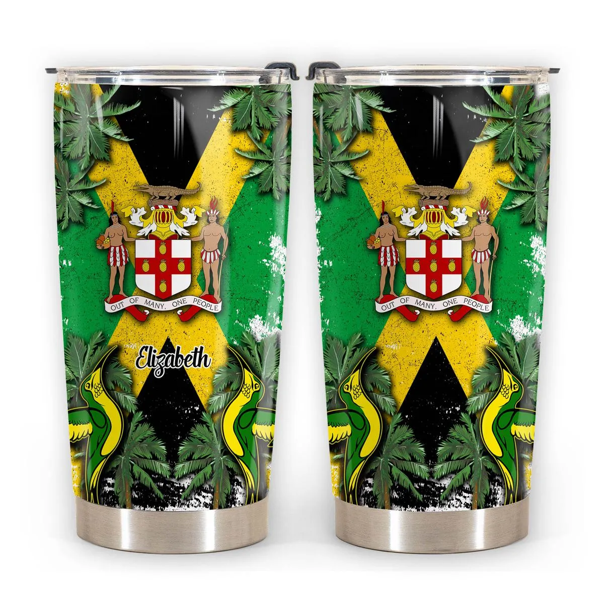 Custom Jamaica Tumbler With Flag, Coconut, Doctor Bird