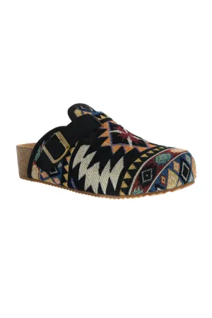 Dirty Laundry Magnolias Printed Platform Clogs for Women in Black Multi | MAGNOLIAS-BLACK MULTI