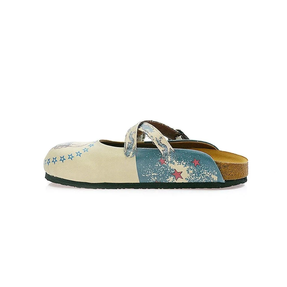 Dry Head With Glasses and American Flagged, Blue, Red Patterned Clogs - CAL112