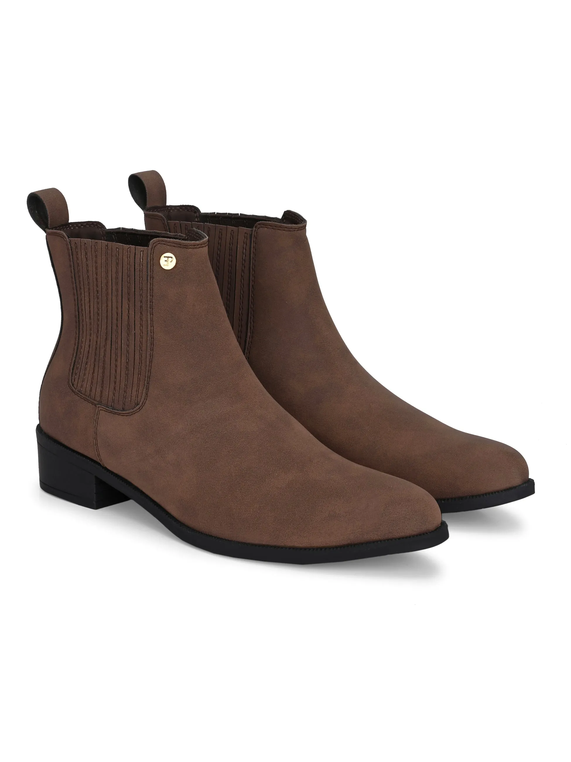 El Paso Women Faux Leather Casual Chelsea Boots