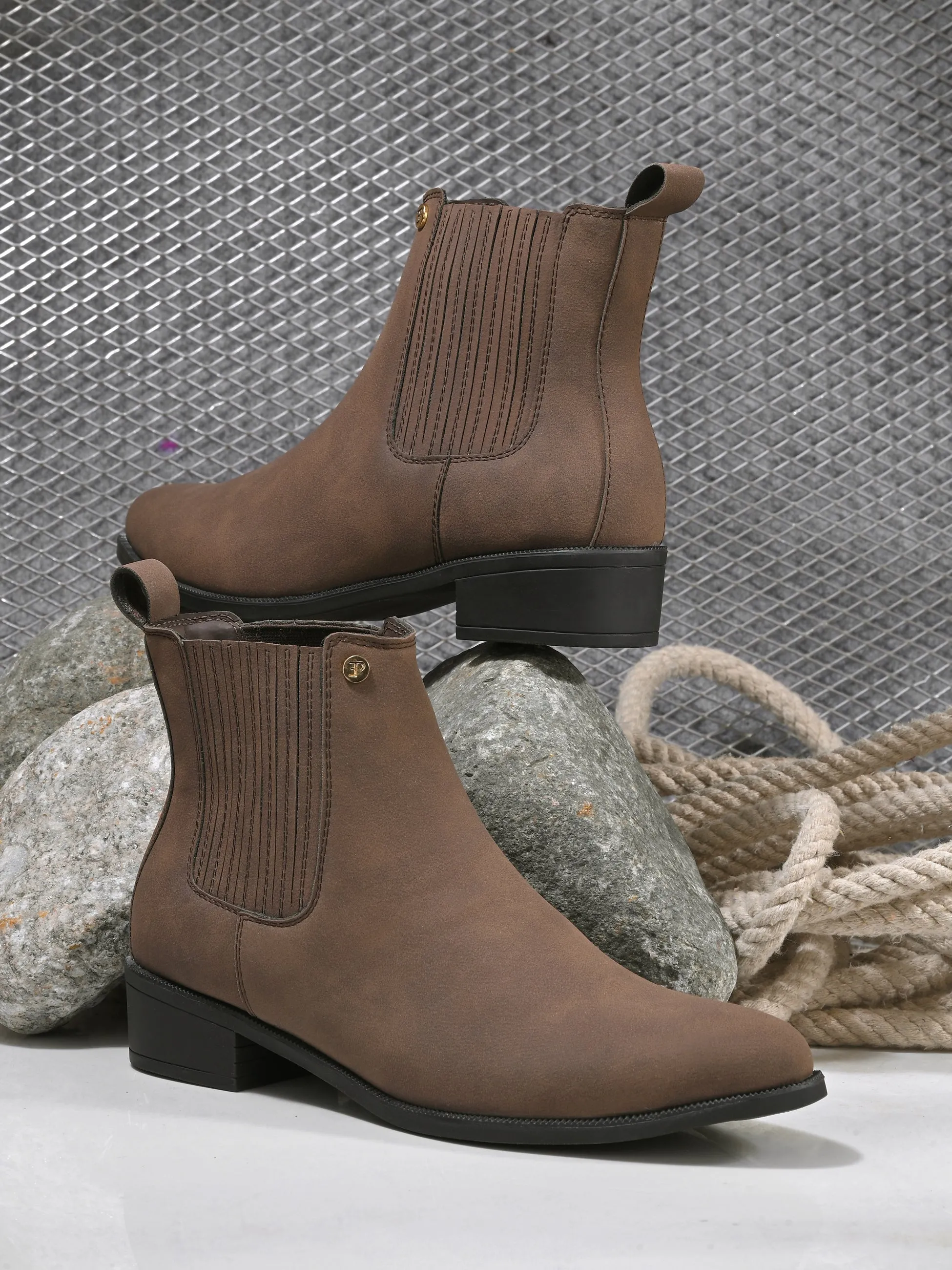 El Paso Women Faux Leather Casual Chelsea Boots