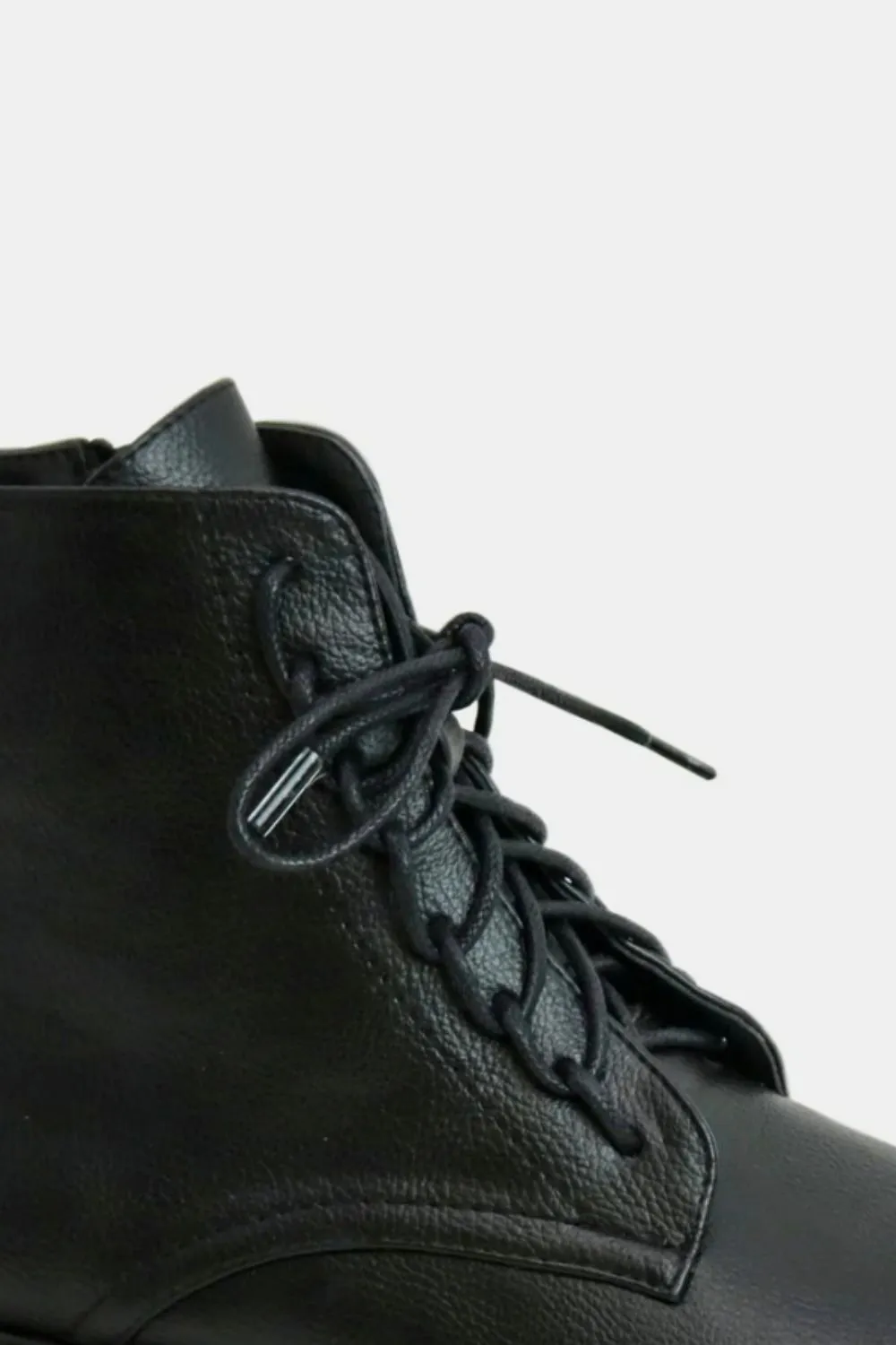 Fashion Faux Leather Lace-Up Boots with Side Zipper
