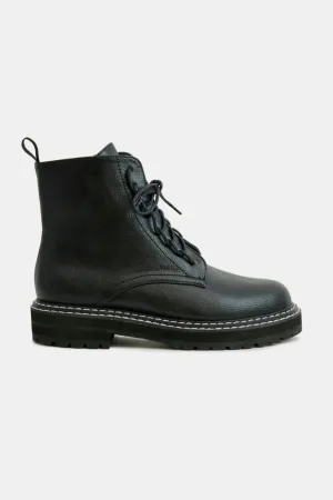 Fashion Faux Leather Lace-Up Boots with Side Zipper