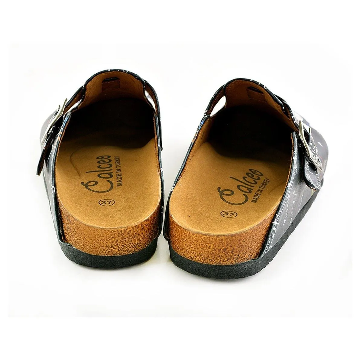 Grey Colored and White Glasses Cat Patterned Clogs - WCAL343