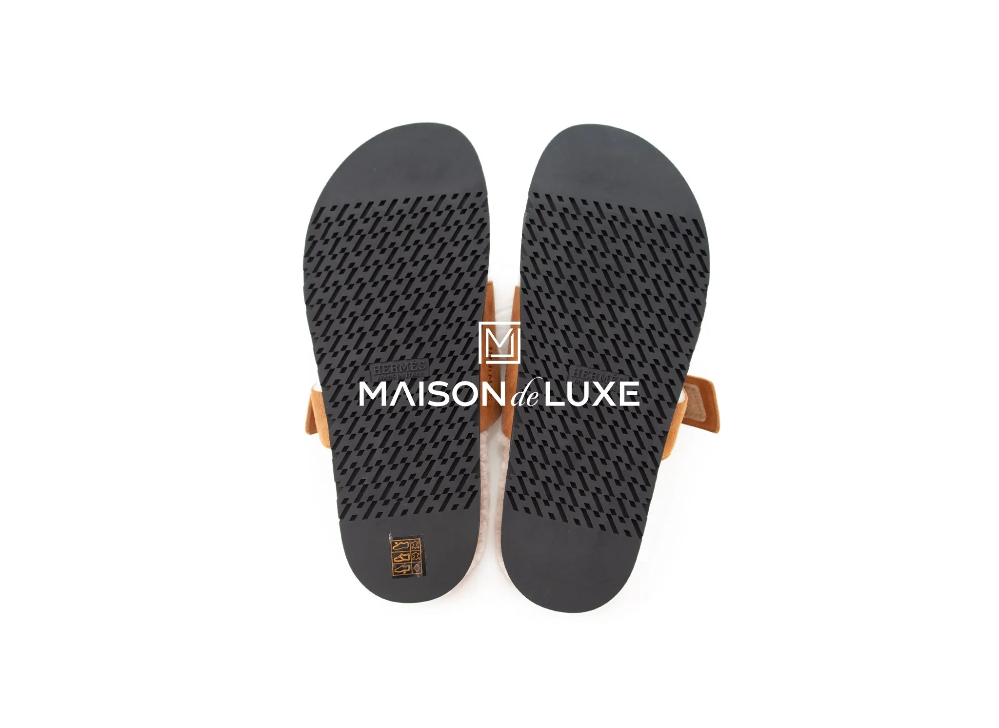 Hermes Men's Beige Kraft Shearling Chypre Sandal 43.5