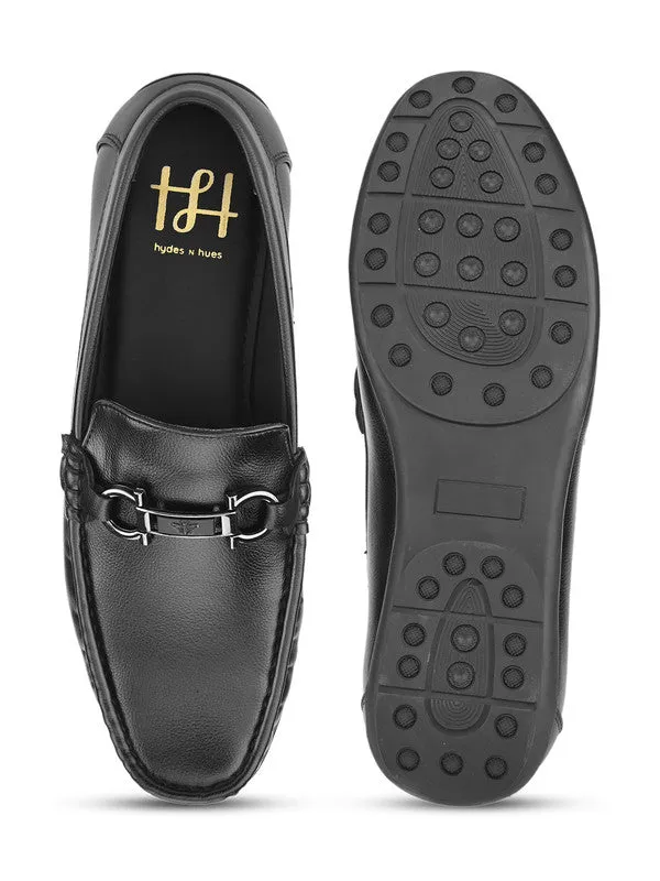 Hydes N Hues Black Classy Loafers For Men