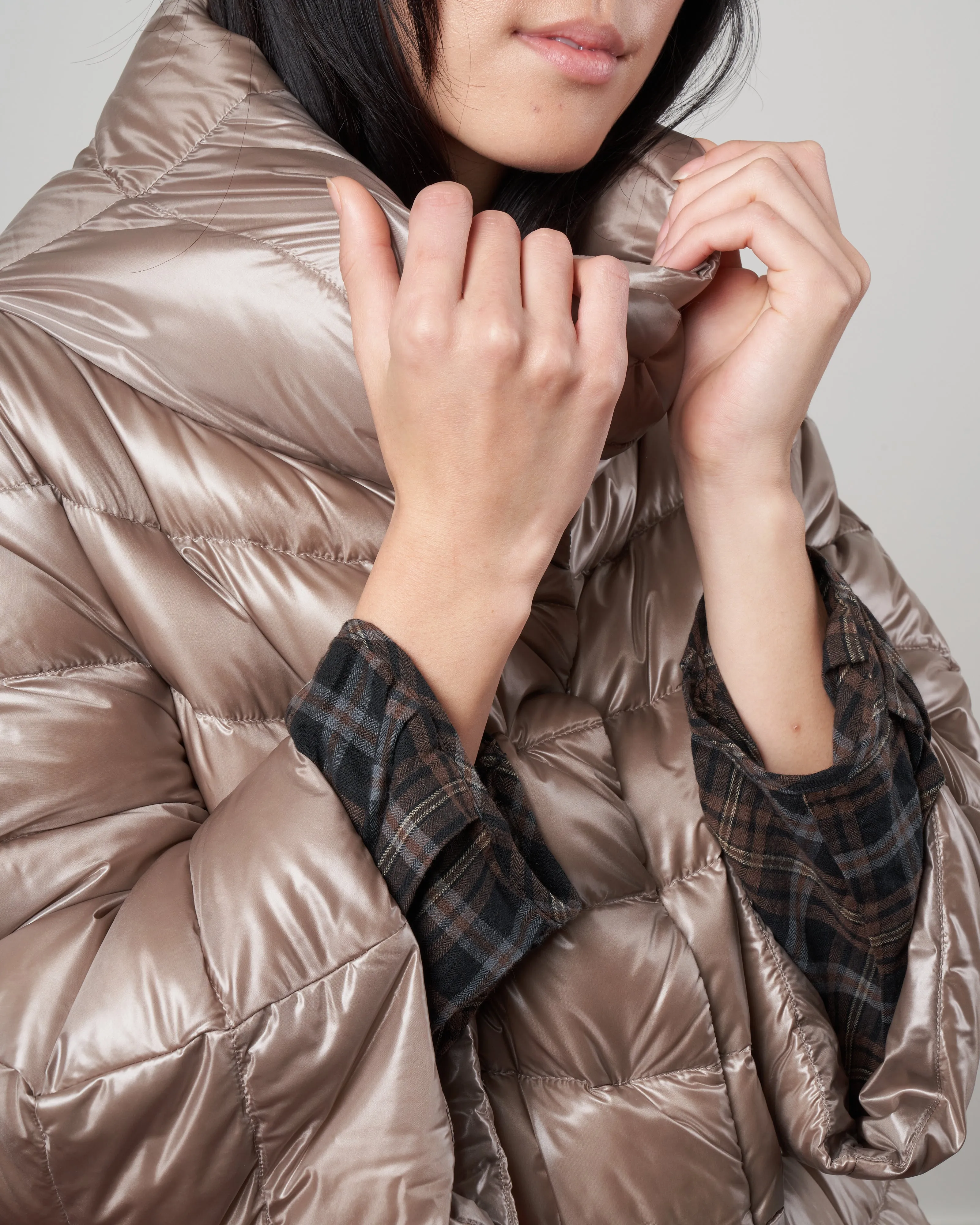 iconico 3/4 sleeve hip length coat - 2600 taupe